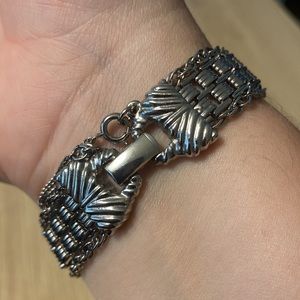 Vintage Silver-toned Bracelet with Safety Chain